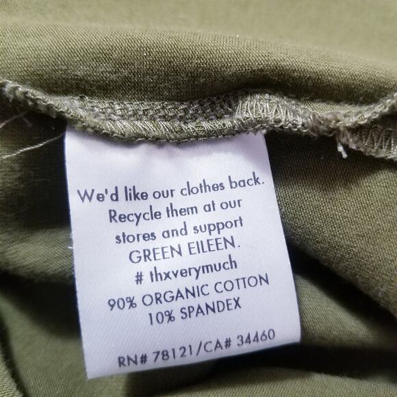 Eileen Fisher Organic Cotton Olive Green Shift Dress - Picture 8 of 10